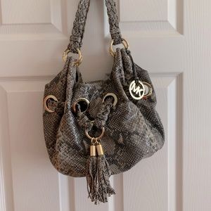 Michael Kors snakeskin purse with braided handle